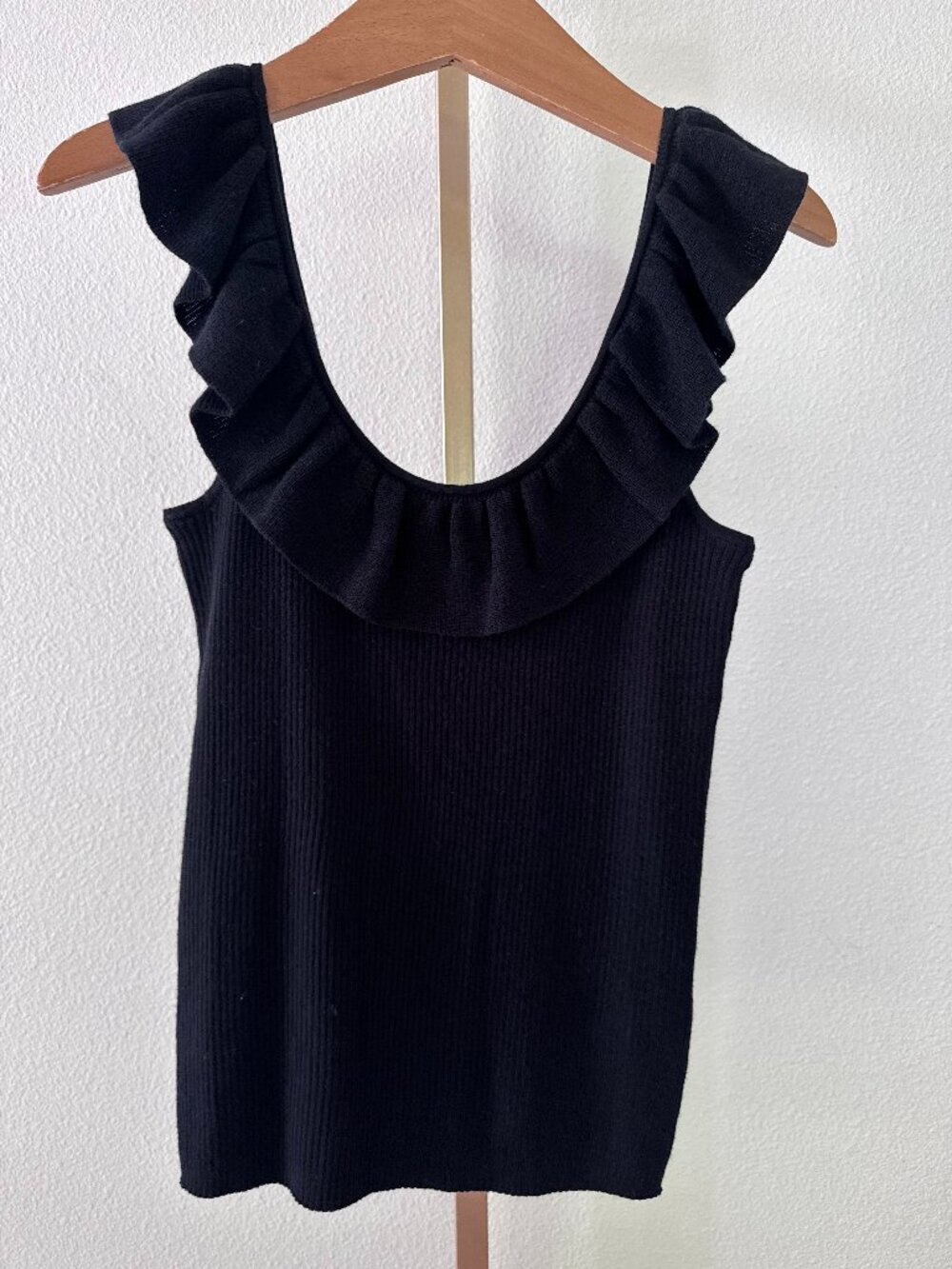 Madewell Wakeford Ruffle Sweater Tank Small Ribbed Knit Romantic Coastal Chic